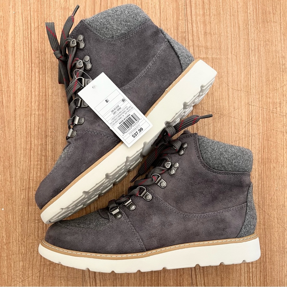 NWT Merona Nona Jogger Boot; Gray Lace-Up Hiking Fall/Winter Boot Size 8.5 Women